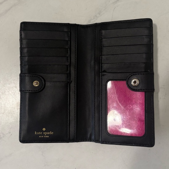 Kate Spade Black Bow Tie Wallet Snap Button - Picture 3 of 6